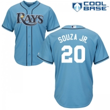 Men's Majestic Tampa Bay Rays #20 Steven Souza Replica Light Blue Alternate 2 Cool Base MLB Jersey