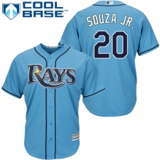 Youth Majestic Tampa Bay Rays #20 Steven Souza Authentic Light Blue Alternate 2 Cool Base MLB Jersey