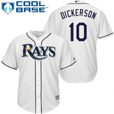 Youth Majestic Tampa Bay Rays #10 Corey Dickerson Authentic White Home Cool Base MLB Jersey