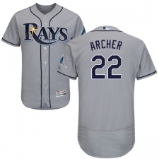 Men's Majestic Tampa Bay Rays #22 Chris Archer Grey Road Flex Base Authentic Collection MLB Jersey