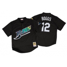 Men's Mitchell and Ness 1998 Tampa Bay Rays #12 Wade Boggs Authentic Black Throwback MLB Jersey