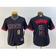 Youth Nike Cincinnati Reds #8 Joe Morgan Number Black 2023 City Connect Cool Base Stitched Jersey 1