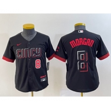 Youth Nike Cincinnati Reds #8 Joe Morgan Number Black 2023 City Connect Cool Base Stitched Jersey