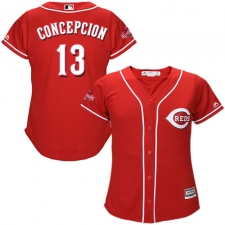 Women's Majestic Cincinnati Reds #13 Dave Concepcion Authentic Red Alternate Cool Base MLB Jersey