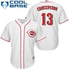 Youth Majestic Cincinnati Reds #13 Dave Concepcion Authentic White Home Cool Base MLB Jersey