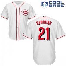 Youth Majestic Cincinnati Reds #21 Reggie Sanders Authentic White Home Cool Base MLB Jersey