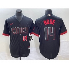 Men's Cincinnati Reds #14 Pete Rose Number Black 2023 City Connect Cool Base Stitched Jersey