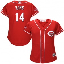 Women's Majestic Cincinnati Reds #14 Pete Rose Replica Red Alternate Cool Base MLB Jersey