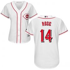 Women's Majestic Cincinnati Reds #14 Pete Rose Replica White Home Cool Base MLB Jersey