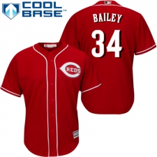 Youth Majestic Cincinnati Reds #34 Homer Bailey Authentic Red Alternate Cool Base MLB Jersey