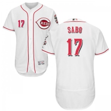 Men's Majestic Cincinnati Reds #17 Chris Sabo White Home Flex Base Authentic Collection MLB Jersey