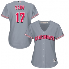 Women's Majestic Cincinnati Reds #17 Chris Sabo Authentic Grey Road Cool Base MLB Jersey