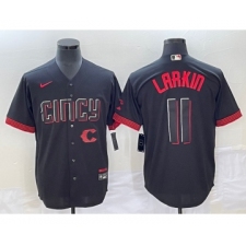 Men's Cincinnati Reds #11 Barry Larkin Black 2023 City Connect Cool Base Stitched Jersey
