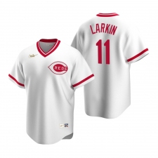 Men's Nike Cincinnati Reds #11 Barry Larkin White Cooperstown Collection Home Stitched Baseball Jersey