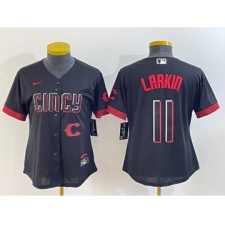 Youth Cincinnati Reds #11 Barry Larkin Black 2023 City Connect Cool Base Stitched Jersey1