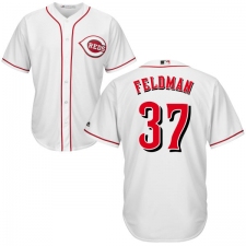 Youth Majestic Cincinnati Reds #37 Scott Feldman Replica White Home Cool Base MLB Jersey