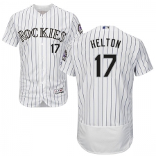 Men's Majestic Colorado Rockies #17 Todd Helton White Home Flex Base Authentic Collection MLB Jersey