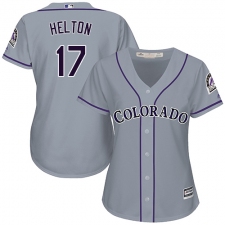 Women's Majestic Colorado Rockies #17 Todd Helton Authentic Grey Road Cool Base MLB Jersey