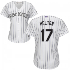Women's Majestic Colorado Rockies #17 Todd Helton Authentic White Home Cool Base MLB Jersey