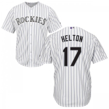 Youth Majestic Colorado Rockies #17 Todd Helton Replica White Home Cool Base MLB Jersey