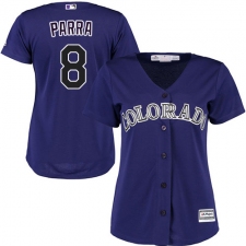 Women's Majestic Colorado Rockies #8 Gerardo Parra Authentic Purple Alternate 1 Cool Base MLB Jersey