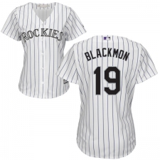 Women's Majestic Colorado Rockies #19 Charlie Blackmon Authentic White Home Cool Base MLB Jersey
