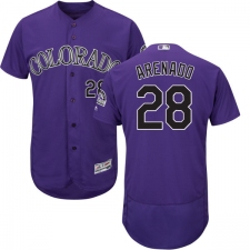 Men's Majestic Colorado Rockies #28 Nolan Arenado Purple Alternate Flex Base Authentic Collection MLB Jersey