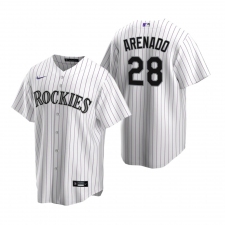 Men's Nike Colorado Rockies #28 Nolan Arenado White Home Stitched Baseball Jersey