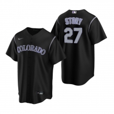 Men's Nike Colorado Rockies #27 Trevor Story Black Alternate Stitched Baseball Jersey