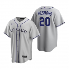 Men's Nike Colorado Rockies #20 Ian Desmond Gray Road Stitched Baseball Jersey