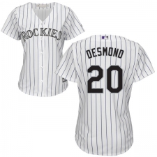 Women's Majestic Colorado Rockies #20 Ian Desmond Authentic White Home Cool Base MLB Jersey