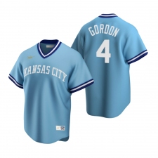 Men's Nike Kansas City Royals #4 Alex Gordon Light Blue Cooperstown Collection Road Stitched Baseball Jersey