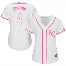 Women's Majestic Kansas City Royals #4 Alex Gordon Authentic White Fashion Cool Base MLB Jersey
