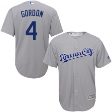 Youth Majestic Kansas City Royals #4 Alex Gordon Replica Grey Road Cool Base MLB Jersey