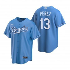 Men's Nike Kansas City Royals #13 Salvador Perez Light Blue Alternate Stitched Baseball Jersey