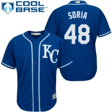 Youth Majestic Kansas City Royals #48 Joakim Soria Authentic Blue Alternate 2 Cool Base MLB Jersey