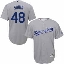 Youth Majestic Kansas City Royals #48 Joakim Soria Authentic Grey Road Cool Base MLB Jersey