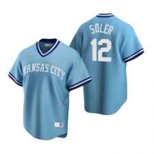 Men's Nike Kansas City Royals #12 Jorge Soler Light Blue Cooperstown Collection Road Stitched Baseball Jersey