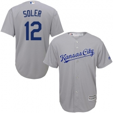 Youth Majestic Kansas City Royals #12 Jorge Soler Replica Grey Road Cool Base MLB Jersey