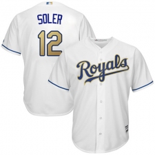 Youth Majestic Kansas City Royals #12 Jorge Soler Replica White Home Cool Base MLB Jersey