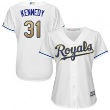 Women's Majestic Kansas City Royals #31 Ian Kennedy Replica White Home Cool Base MLB Jersey
