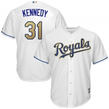 Youth Majestic Kansas City Royals #31 Ian Kennedy Authentic White Home Cool Base MLB Jersey