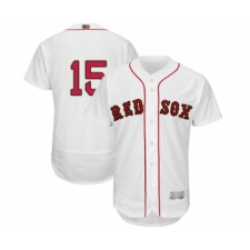 Men's Boston Red Sox #15 Dustin Pedroia White 2019 Gold Program Flex Base Authentic Collection Baseball Jersey