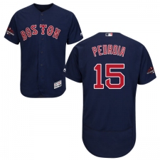 Men's Majestic Boston Red Sox #15 Dustin Pedroia Navy Blue Alternate Flex Base Authentic Collection 2018 World Series Champions MLB Jersey