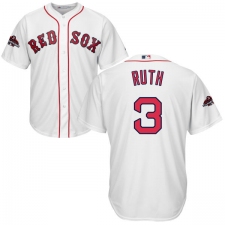 Youth Majestic Boston Red Sox #3 Babe Ruth Authentic White Home Cool Base 2018 World Series Champions MLB Jersey