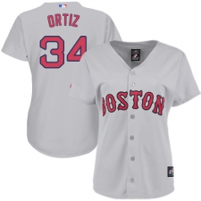 Women's Majestic Boston Red Sox #34 David Ortiz Authentic Grey MLB Jersey