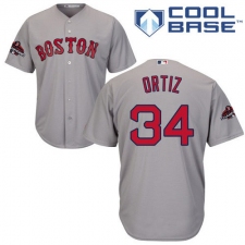 Youth Majestic Boston Red Sox #34 David Ortiz Authentic Grey Road Cool Base 2018 World Series Champions MLB Jersey