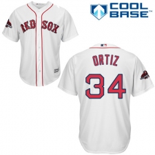 Youth Majestic Boston Red Sox #34 David Ortiz Authentic White Home Cool Base 2018 World Series Champions MLB Jersey