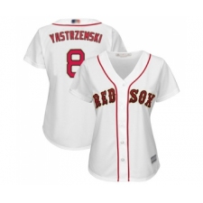 Women's Boston Red Sox #8 Carl Yastrzemski Authentic White 2019 Gold Program Cool Base Baseball Jersey