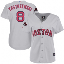 Women's Majestic Boston Red Sox #8 Carl Yastrzemski Authentic Grey Road 2018 World Series Champions MLB Jersey